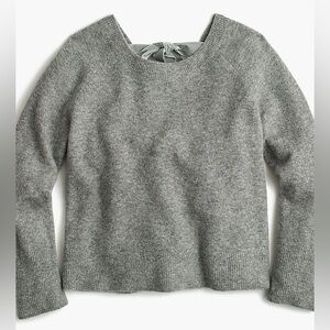 J. CREW Voletta Velvet Back Bow Tie Sweater in Grey